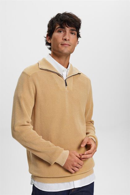 Sweter z zamkiem do połowy długości, 100% bawełna