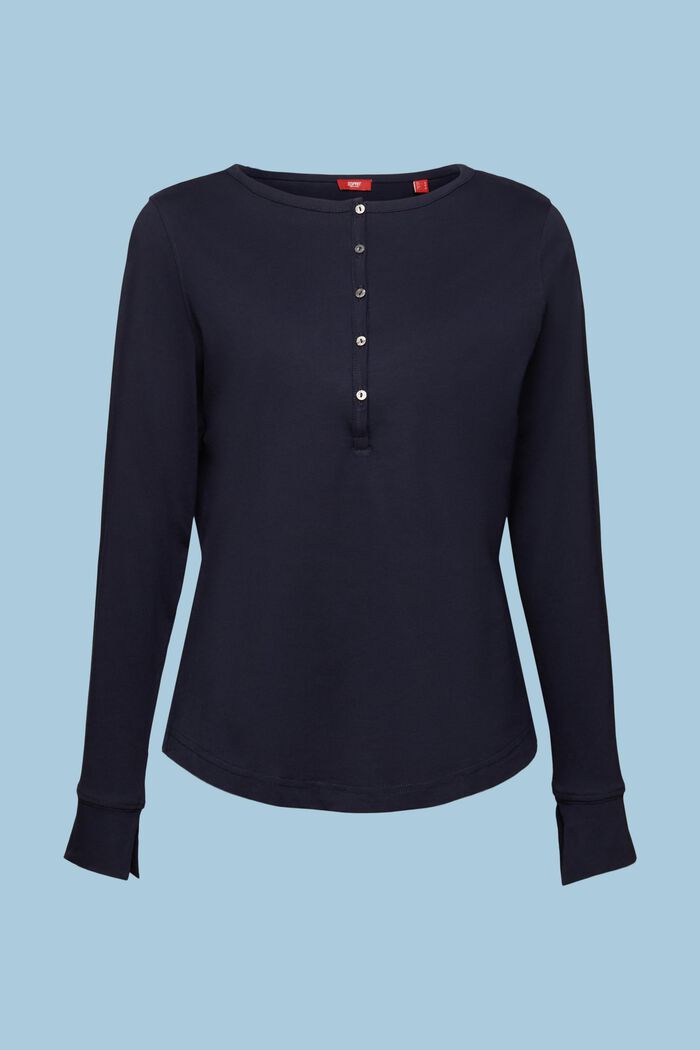 Bawełniany top henley, NAVY, detail image number 6