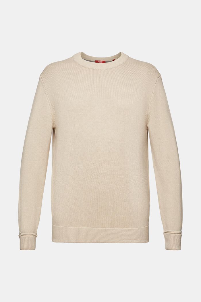 Sweter z okrągłym dekoltem z bawełny, SAND, detail image number 6