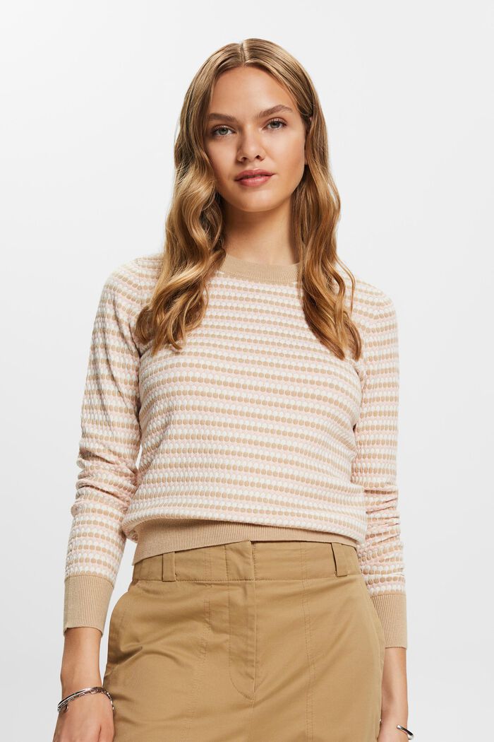 Kolorowy sweter, mieszanka z bawełną, SAND, detail image number 0