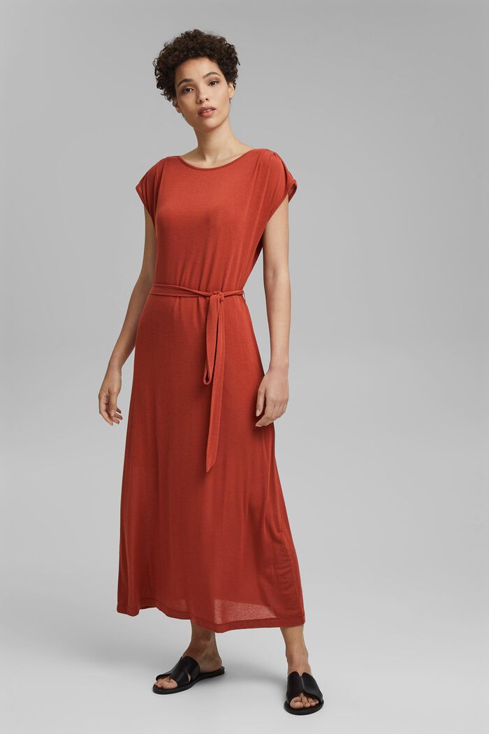 Jerseyowa sukienka maxi z LENZING™ ECOVERO™, TERRACOTTA, detail image number 1