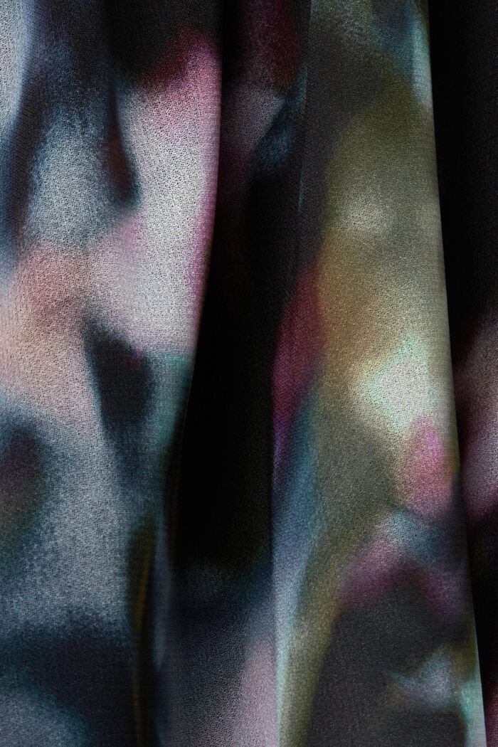 Z recyklingu: wzorzysta sukienka midi z szyfonu, BLACK, detail image number 4