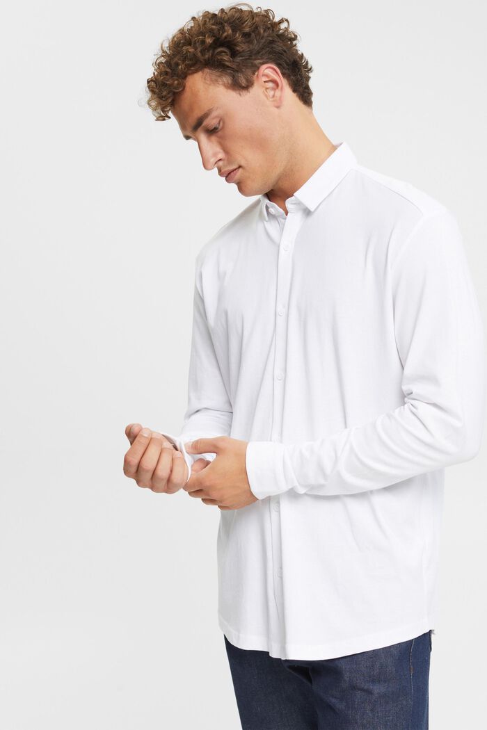 Koszula z dżerseju, 100% bawełny, WHITE, detail image number 0