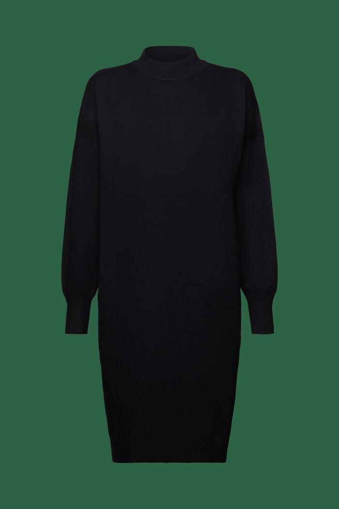 Dzianinowa sukienka ze stójką, BLACK, detail image number 5