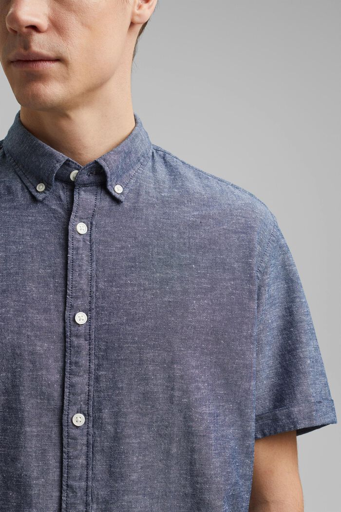 Len/ bawełna organiczna: koszula z krótkim rękawem, NAVY, detail image number 2