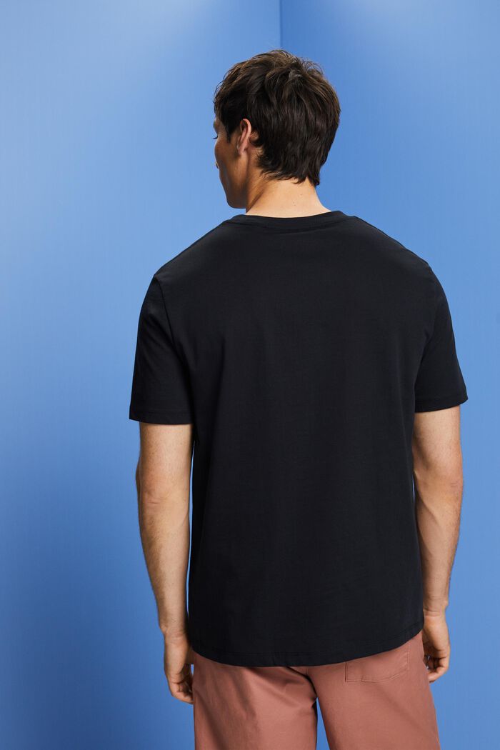 T-shirt z nadrukiem na piersi, 100% bawełny, BLACK, detail image number 3