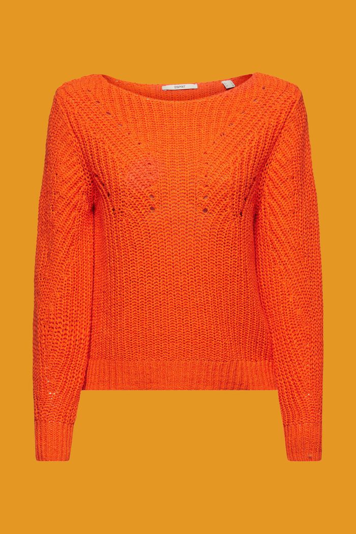 Ażurowy sweter, ORANGE RED, detail image number 6