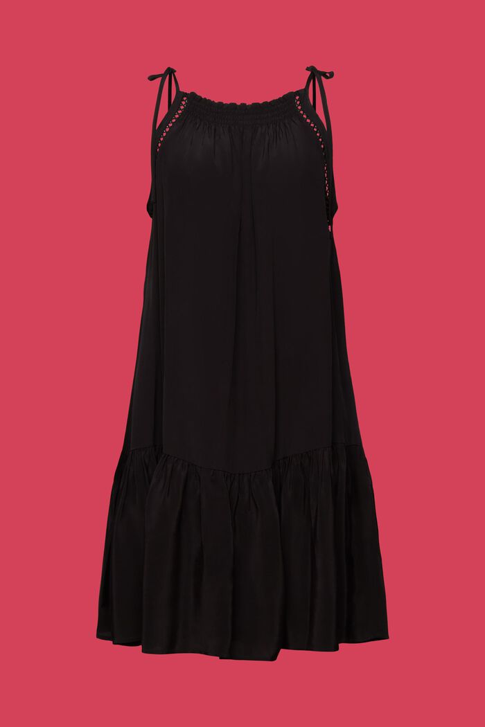 Sukienka na ramiączkach z marszczeniem, BLACK, detail image number 6