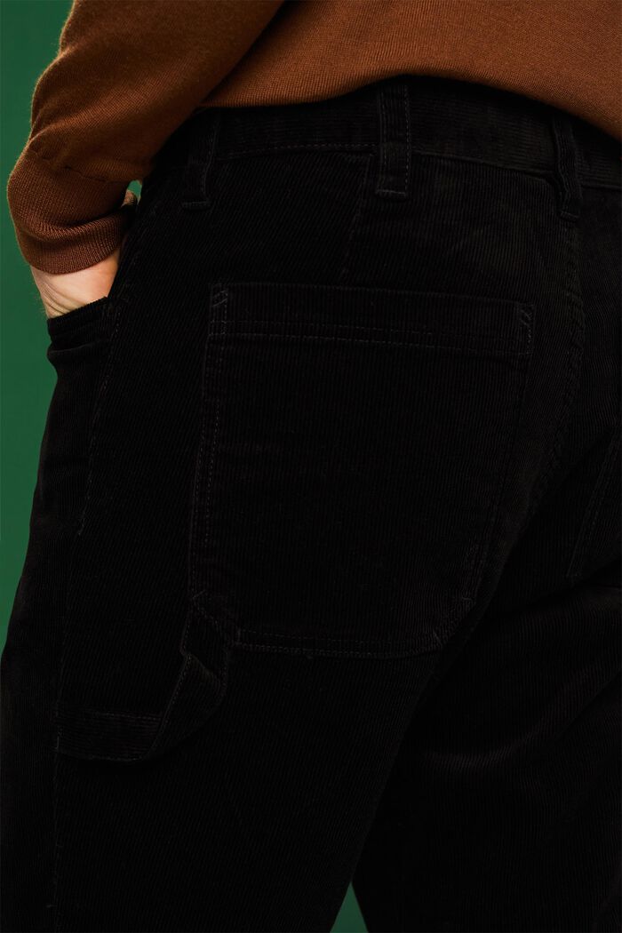 Sztruksy inspirowane spodniami roboczymi, BLACK, detail image number 4