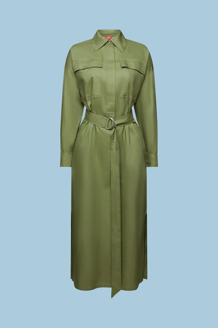 Koszulowa sukienka midi, LIGHT KHAKI, detail image number 6