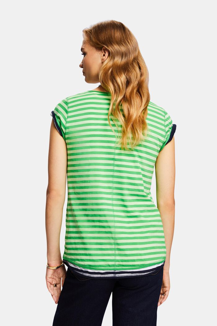 Pasiasty t-shirt z rolowanym brzegiem, GREEN, detail image number 3