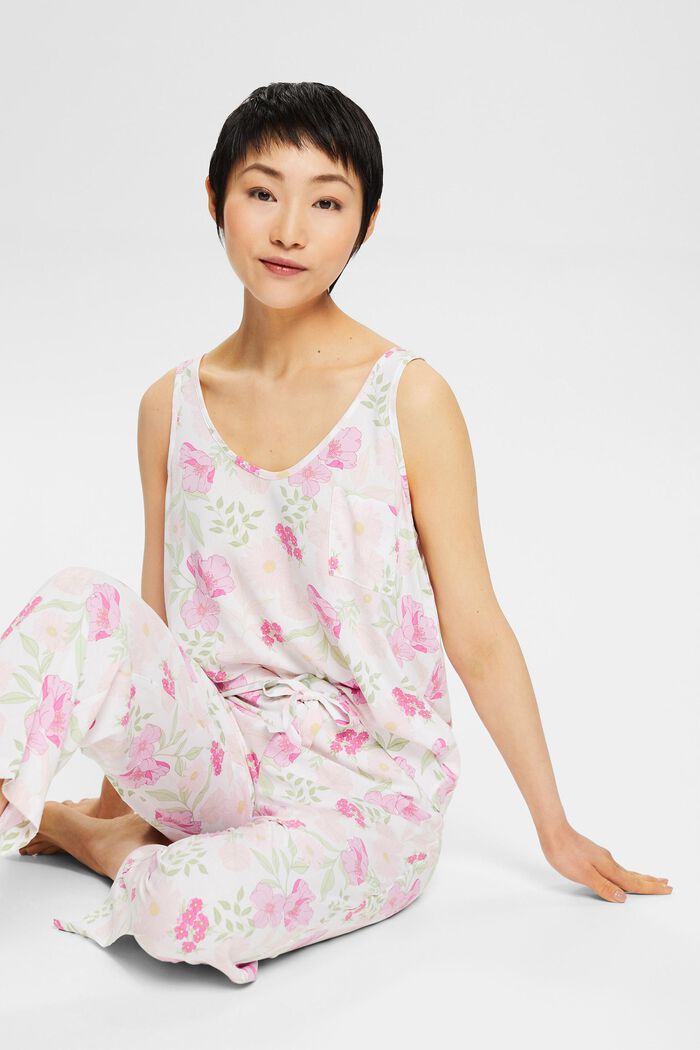 Piżama w kwiatowe wzory, LENZING™ ECOVERO™, WHITE, detail image number 1