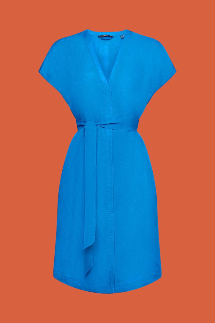Sukienka w stylu tuniki z paskiem, mieszanka lnu, BRIGHT BLUE, detail image number 5