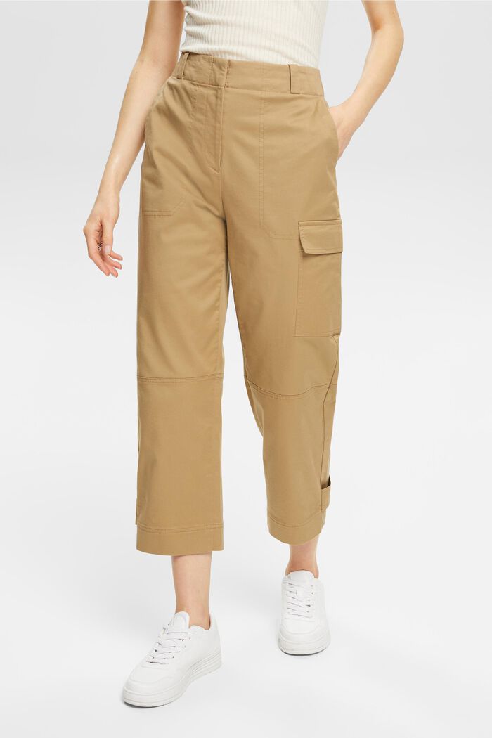 Skrócone spodnie w stylu cargo, KHAKI BEIGE, detail image number 0