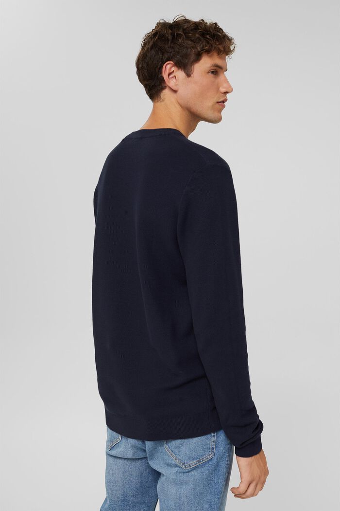 Sweter z fakturą, 100% bawełny ekologicznej, NAVY, detail image number 3