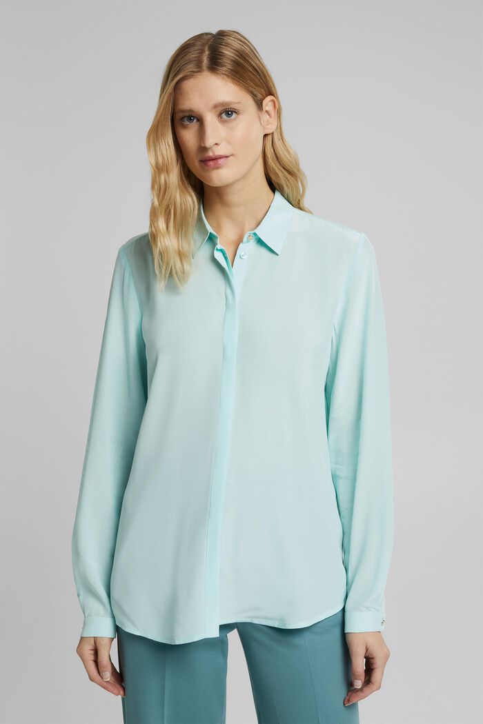 Bluzka koszulowa z LENZING™ ECOVERO™, LIGHT TURQUOISE, detail image number 0