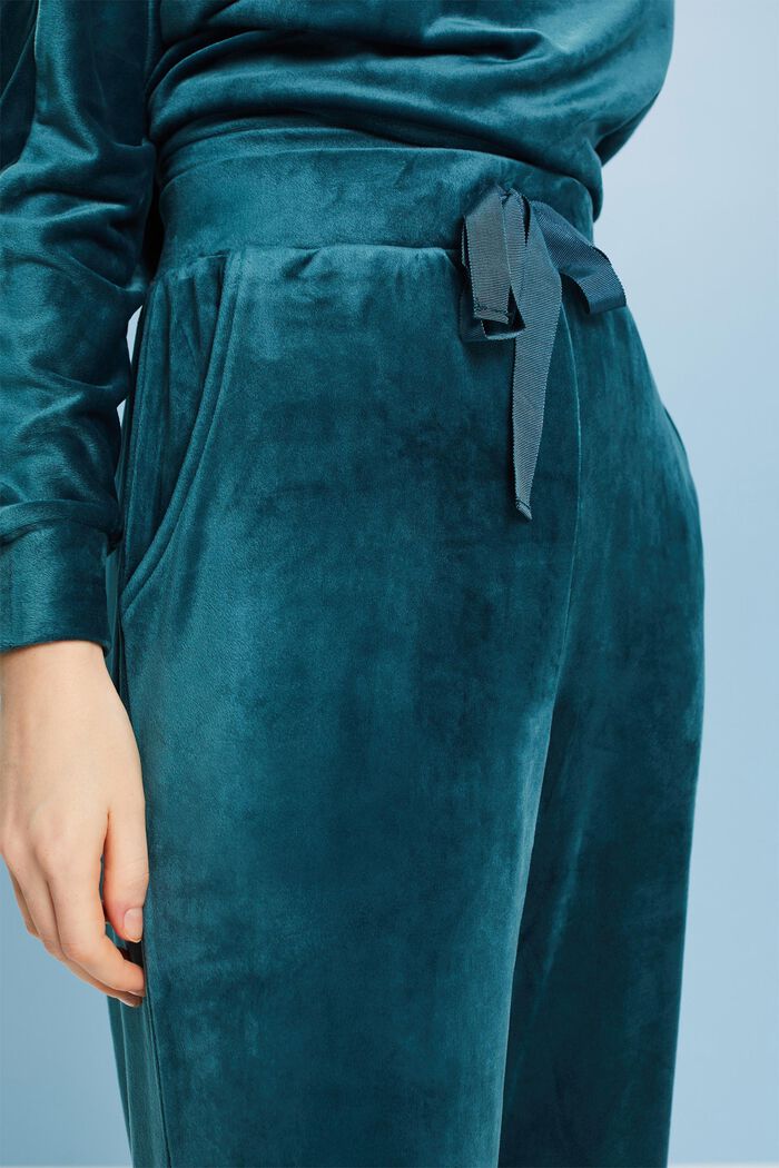 Aksamitne spodnie typu loungewear, PETROL BLUE, detail image number 3